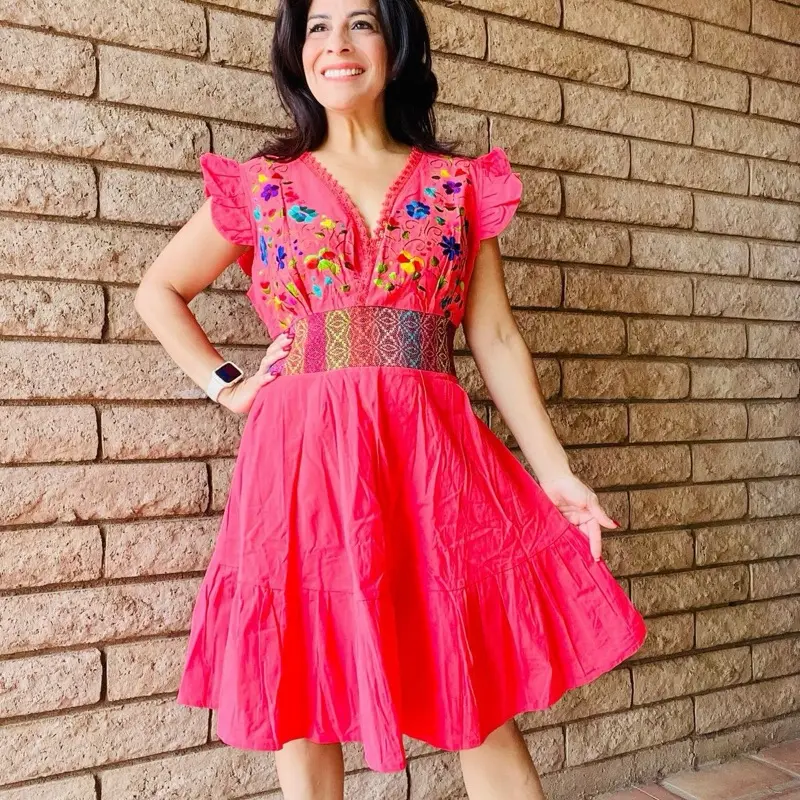 Vestido Carolina - Handmade Embroidered Dresses in Oaxaca hand made in Mexico
