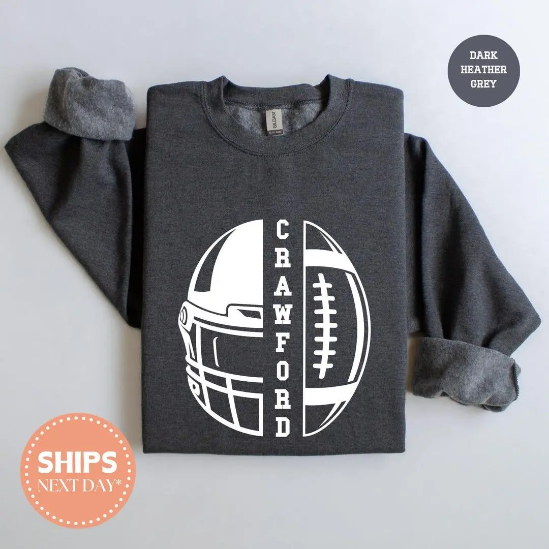 Custom Football Sweatshirt, Personalized Football Mom Crewneck, Game Day Graphic Pullover, Tailgate Gift