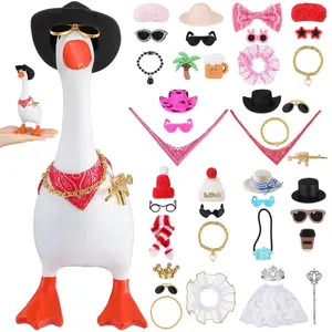 12 Sets 7 Inch Mini Desk Goose Outfits - Vintage Knit Hats & Headwear Accessories | Fits Magnetic Porch Goose Statue Key Holder | Tabletop Decor (Goose Not Included)