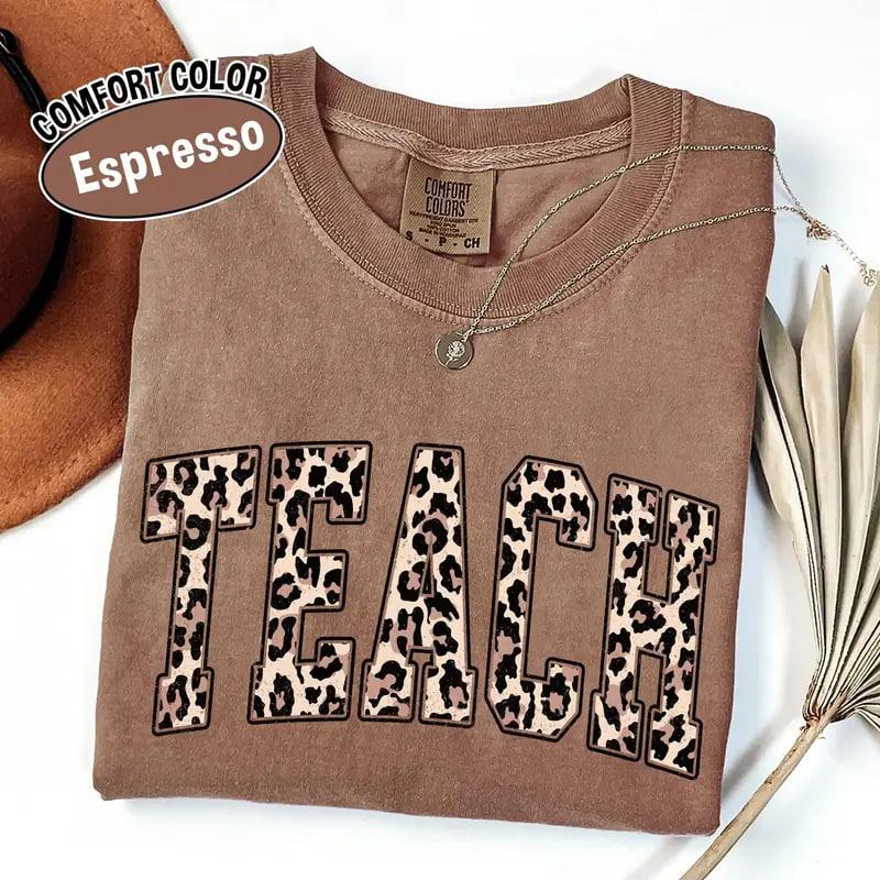 Comfort Colors Leopard Teacher Shirt, Teacher Shirt, Teacher Life Shirt, Teacher Tee, Teacher, School Shirt