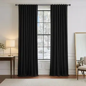 Black 95% Blackout Curtains 84 Inch Length 2 Panels Set,BlackOut Curtains Thermal and sound insulation, wrinkle-resistant for Bedroom Living Room Dining Room Window, Rod Pocket Energy Saving Room Darkening Drapes