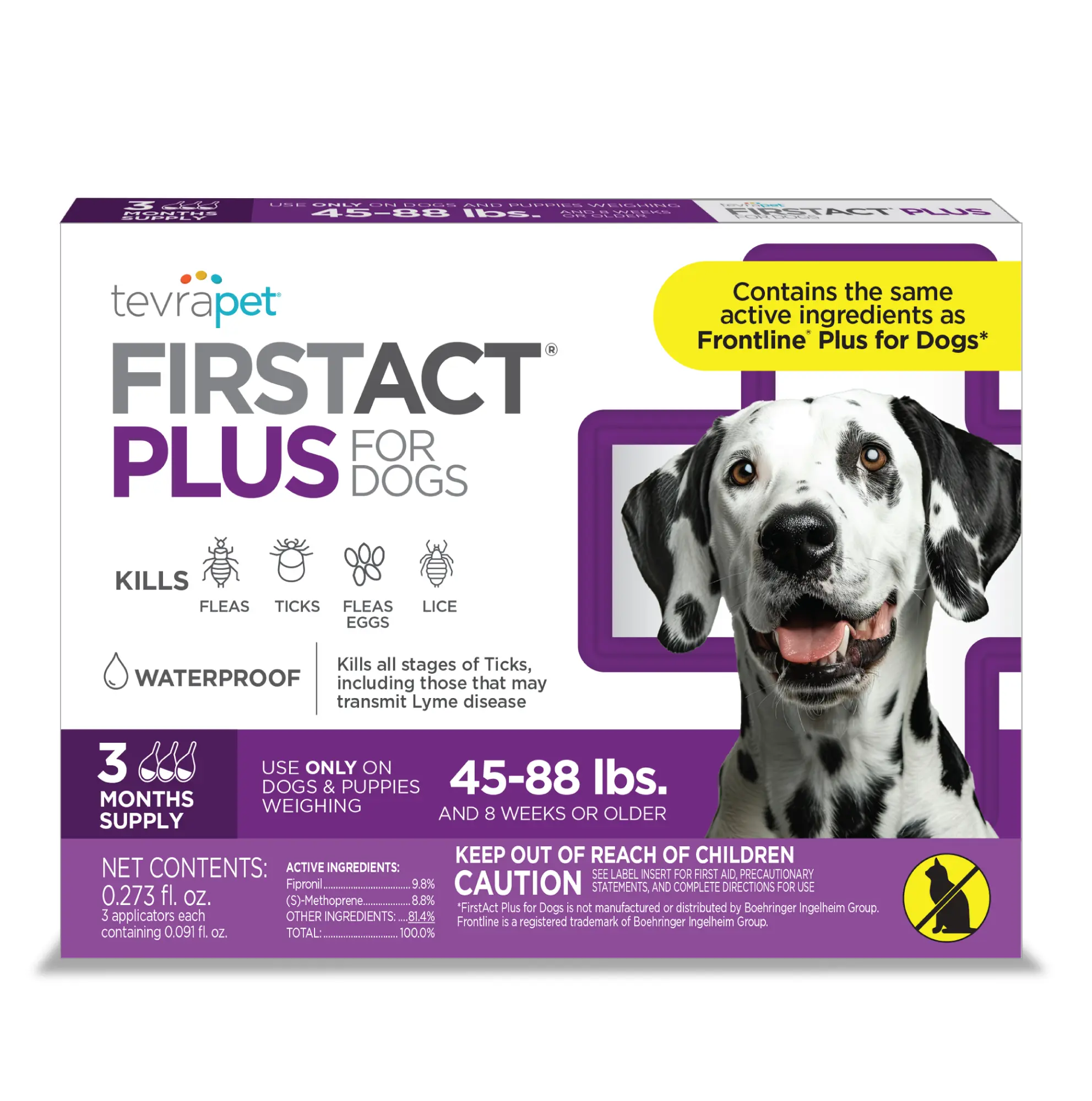 TevraPet FirstAct Plus Dog Flea-Tick Drops, Vet-Quality Treatment for Controlling Fleas and Ticks