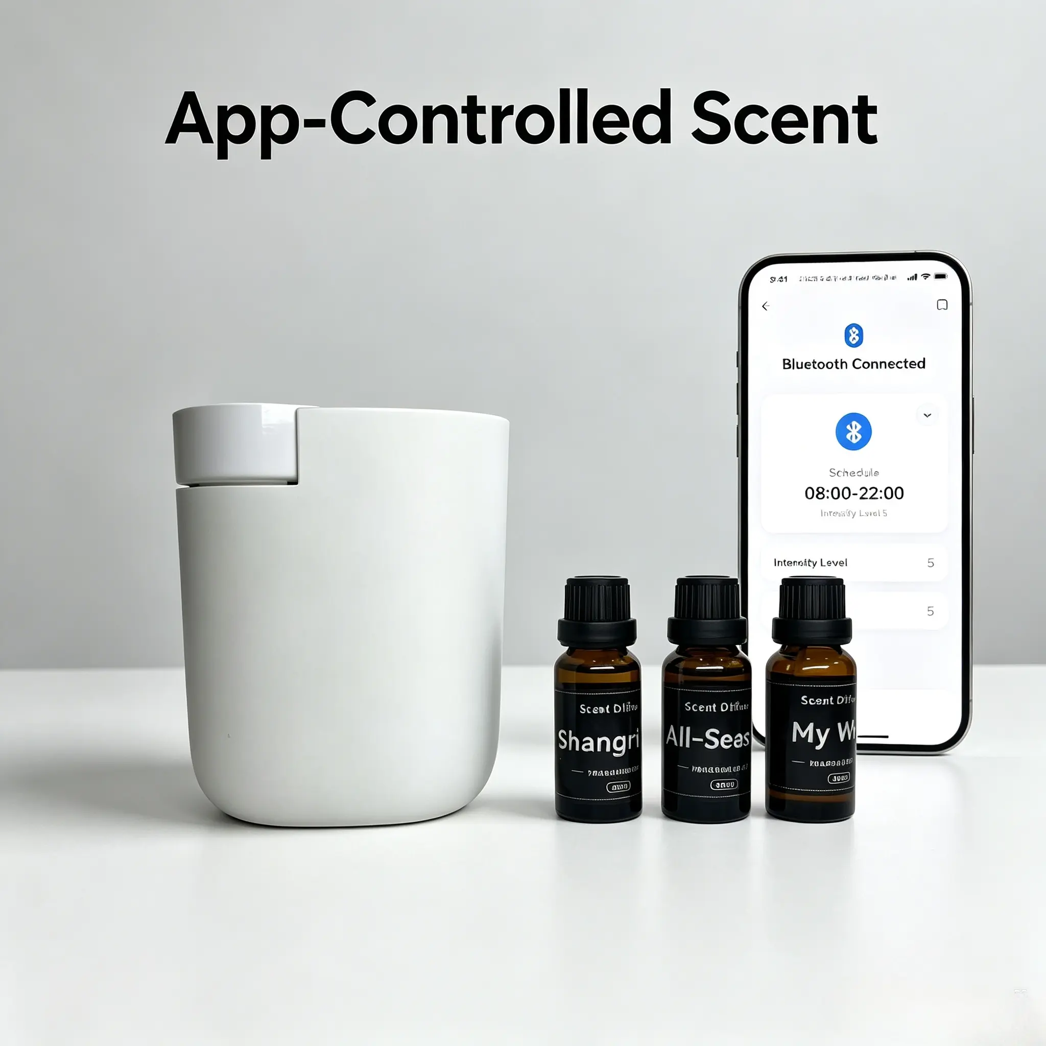 Smart Plug-in Oil Diffuser for Desk - Mini Aroma Humidifier with 3 Scent Oils, Ultra-Quiet and Auto-Off for Safety
