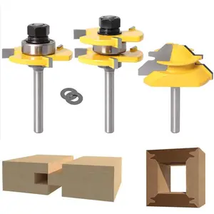 Lock Miter 45  Joint Router Bits + 2 count Tongue and  Set [1/4-Inch Shank],  45? Lock Mitre Glue Joint Router Bit + Router Bit Set 3  T Shape,  Milling  Woodworking Tool