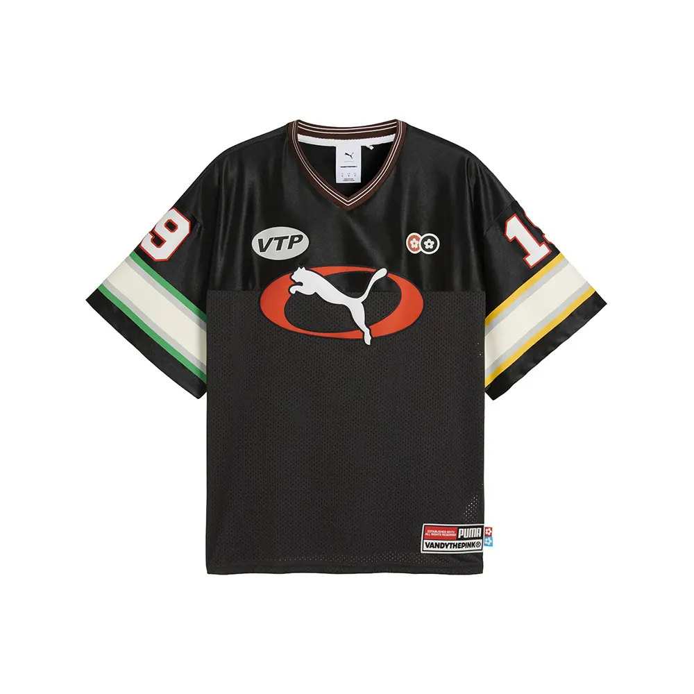PUMA Mens X Vandythepink Graphic V-Neck Short Sleeve Replica Jersey Casual - Black