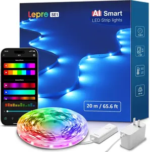 Lepro SE1 AI Smart LED Strip Lights - 16.4-65.6ft RGB Color Changing Light Strips with APP Control, AI Generated Lighting, Music Sync, 2.4GHz Wi-Fi & Bluetooth LED Lights for Home Decor (No Remote)