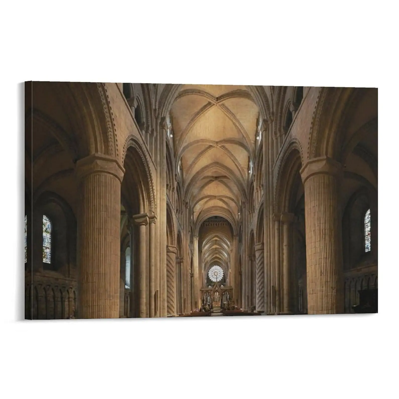 Romanesque Architecture Poster Interior, Durham Cathedral, England (1100) Picture Print Wall Art Poster Canvas Poster Bedroom Decor Sports Landscape Office Room Decor Gift Frames Ornaments Artistic Decoration Photo Frame-Style