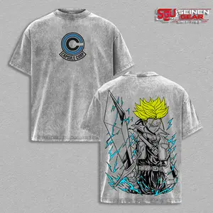 Trunks DBZ Graphic Tee Vintage Washed Shirt Unisex Y2K Streetwear Anime Shirt Future Trunks Saiyan Tee DBZ  Shirt Gift for Anime Lovers DBZ Fans