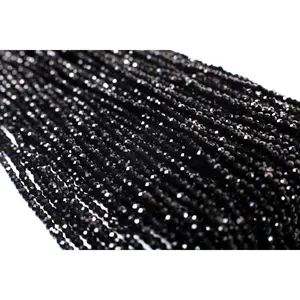 Natural Black Spinel 2mm micro faceted AAA Round  Gemstone Beads, DIY Jewelry Making Necklace, Bracelet 12" Strand, Single or Bulk