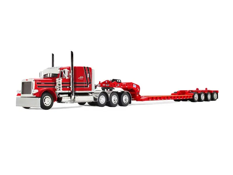 Peterbilt Model 379 w/ 63" Flat Top Sleeper & Fontaine Magnitude Lowboy Trailer w/ Fliptail Diecast 1:64 Scale Model - DCP 60-2355