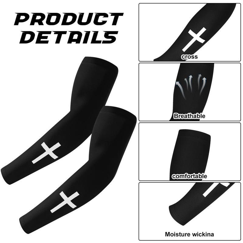 1 Pair Arm Sleeve Compression for Men & Women, Sports Arm Sleeves, Ideal for Baseball, Football, Basketball, Sports Performance Enhancement