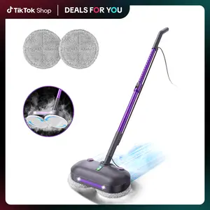 [DealsForYouDays]Lightweight Handheld Spin Steam Mop with Rotating Pads – 284°F High-Temp Sanitizing, Fast Preheating, Extra-Large Tank, 20FT Cord, 3 Reusable Pads & Self-Standing, Safe for Hardwood, Laminate & Marble[SummerWins]