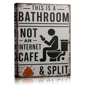 This Is a Bathroom Not an Internet Cafe Sit and Split Wall Art - Humorous Restroom Wall Decor for Home, Office, Bar, and Public Spaces - Funny Tin Sign Gift for Hosts & Business Owners
