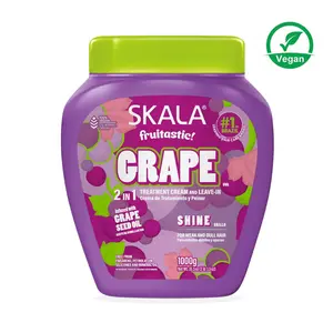 Skala Frutástica Uva Grape Curly Coily Hair Hydrating & Shine Grape Seed Oil Vitamin Conditioner Cream Mask Leave-In Co-Wash Pre-Poo Vegan Haircare Treatment Nourishing Restore Moisture 35oz