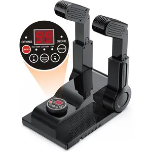 [Upgraded Temperature Control] Boot Dryer for Work Boots - Shoe Dryer with 24-Hour Delay Timer, Portable Glove Dryer & Boot Warmer, Automatic Shut-Off Timer, Folding Design, Smart Panel, Black