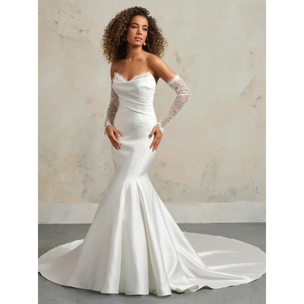 Maggie Sottero "Leilani" Fitted Satin Bridal Gown (with lace)
