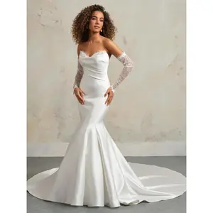 Maggie Sottero "Leilani" Fitted Satin Bridal Gown (with lace)