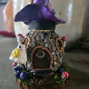Willow Star The Witch's Hollow Cottage Illuminated Mini Mushroom House OOAK Hand Sculpted with Triple Goddess Moon & Hidden Stash Jar Polymer Clay Art