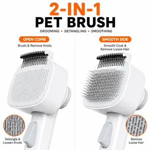2-in-1 Cat Comb (Suitable for Both Cats and Dogs) — Featuring a double-sided design that combines loose hair removal with detangling; a professional grooming tool that effectively eliminates shedding hair to create a smooth, sleek coat texture.