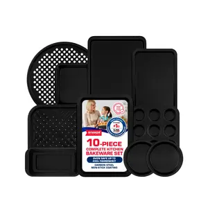 Baking Set – 10 Piece – Deluxe Non Stick Coating Inside and Outside – Carbon Steel Bakeware Set – PFOA PFOS and PTFE Free by Bakken