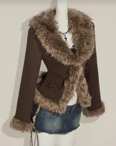 Y2K It-Girl Fur Collar Knit Jacket