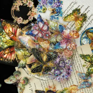 30pcs Laser Hot Stamping Butterfly Flower Account Decoration Series Stickers, Suitable for Faith-based Designs Such As Scrapbooks, Diaries, Laptops, Water Bottles, Cars, Etc., As Gifts with Positive Information, Universal Car Sticker, Sticker Decals