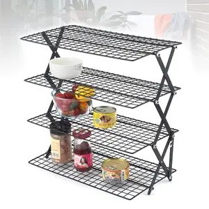 4 -Tier Foldable Cooling Rack For Baking - Perfect For Cookies, Cakes & More | Durable Metal, Food-Safe | Ideal For Drying & Baking | Kitchen Must-Have Tool