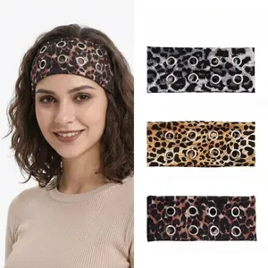 Women Hollow Out Eyelet Elastic Headband Y2K Wide Grommet Hairband Punk Grunge Wide Band for Girls summerwins