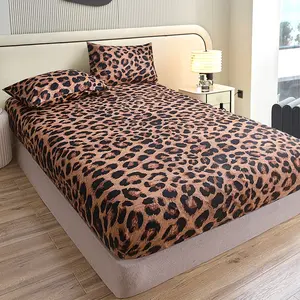 Fashionable Comfortable Leopard Print Bed Skirt, Dustproof Non-Slip Bed Cover, Soft Breathable Material Deep Pocket Bedding Essentials for Bedroom & Dorm Affordable Option