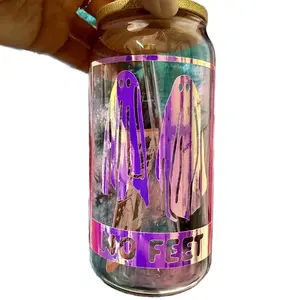 Beetlejuice Lydia Polaroid custom pink glass can cup | Eco-friendly travel cup | Bamboo lid cocktail glass | Aesthetic coffee cup Punk Rock Gift Drinkware Tumblers Metal