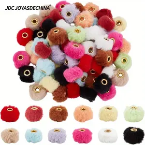 144PCS 12 Colors Fluffy Beads 20 mm Funny Beads Pen Decorations Beads Cute Plush Ball Beaded for Pens Beadable Keychains DIY Craft Jewellery Making Supplies Hole: 4 mm (Includes Christmas Red)