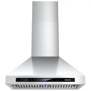 BRANO Range Hood 30 inch Wall Mount，900 CFM Voice/Gesture/Touch Control，Vent Hood in Stainless Steel With Ducted/Ductless Convertible, 4 Speed Exhaust Fan