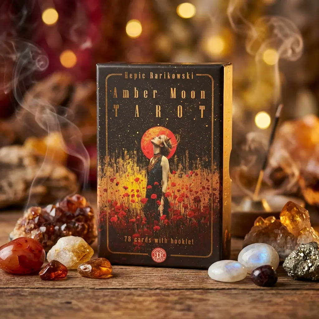 Amber Moon Tarot- A Radiant 78-Card Deck Featuring Gilded Edges and Guidebook