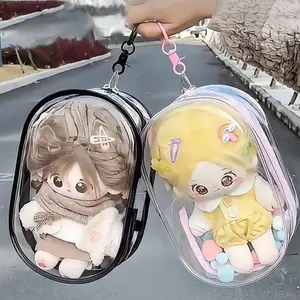 20cm Plush Doll Display Out Bag Transparent Thicken Cotton Doll Outing Dustproof Storage Pouch Keychain Mini Bag Accessories #DQG