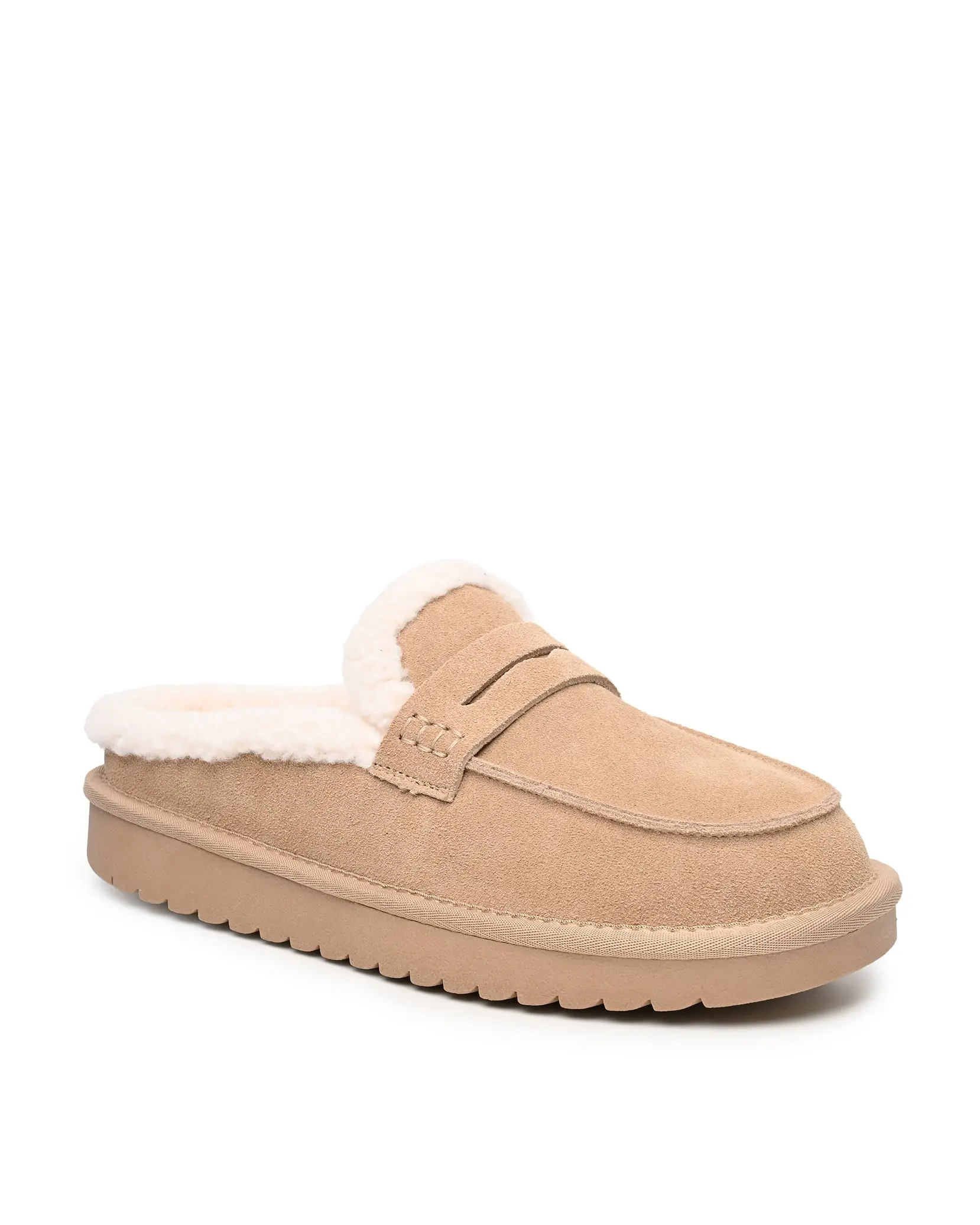 Arianna Faux Shearling Clog Mule – Women’s Cozy Backless Suede-Look Platform Clogs with Full Faux Shearling Lining & Lugged Rubber Outsole