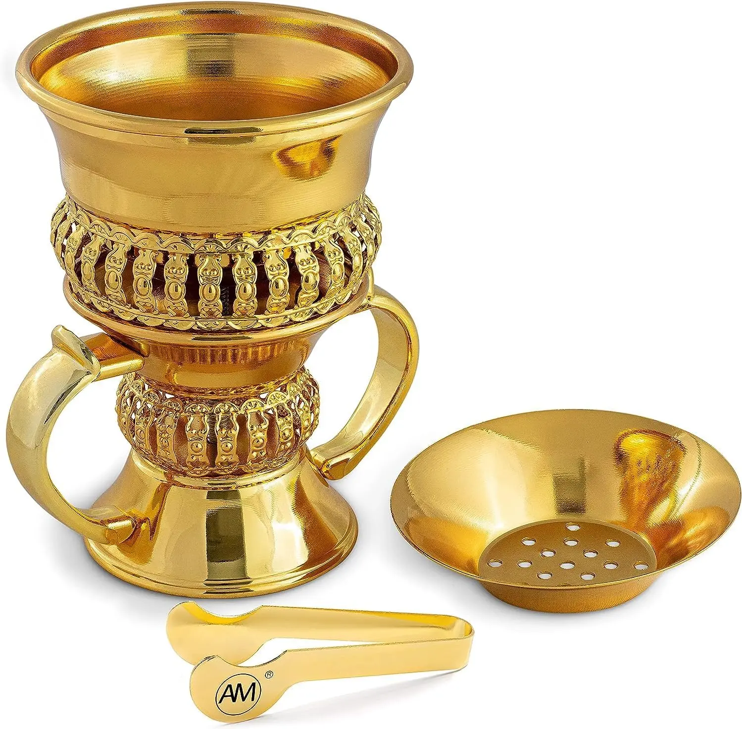 AttarMist Bakhoor Incense Cone Holder Resin Burner- Frankincense Charcoal Burner | Oud Myrrh Censer with Ashtray and Tong | Quemador De Incienso | difusor de incienso | Ideal for Yoga, Spa and Aromatherapy