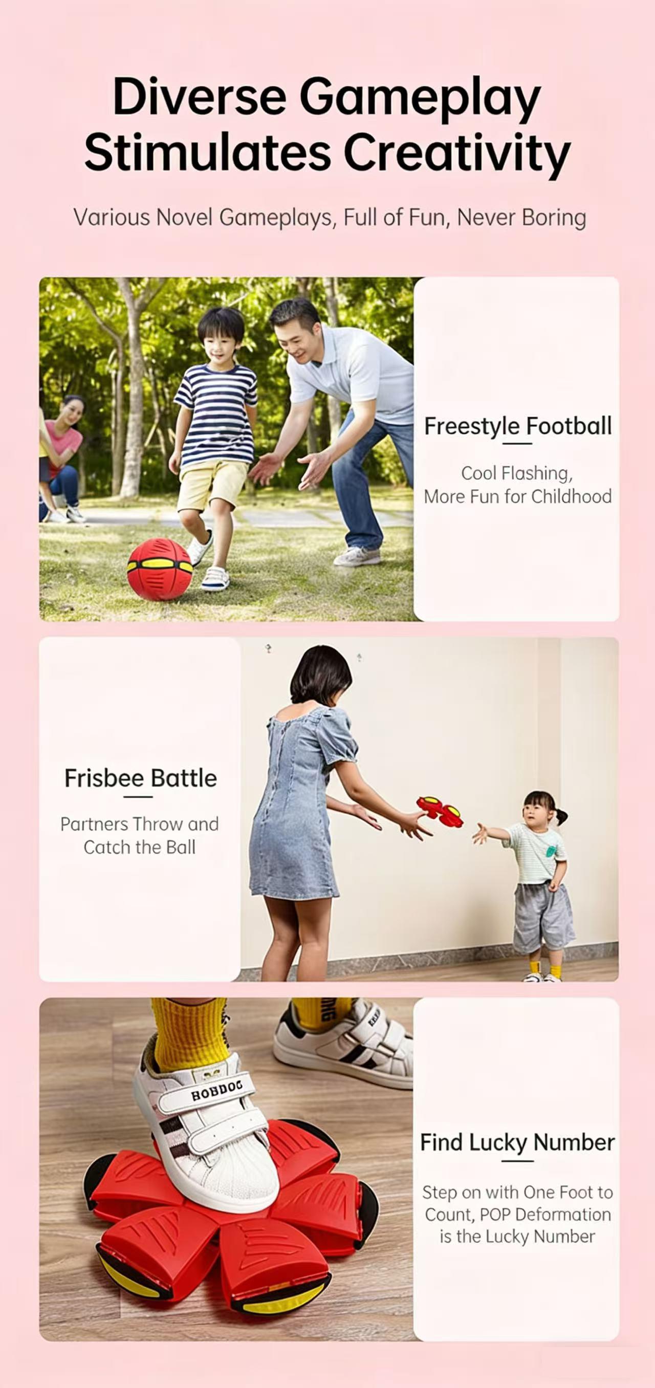 Kids Magic Metaball Flying Saucer Bouncy Ball Interactive Outdoor Toy for Parent-Child Interaction