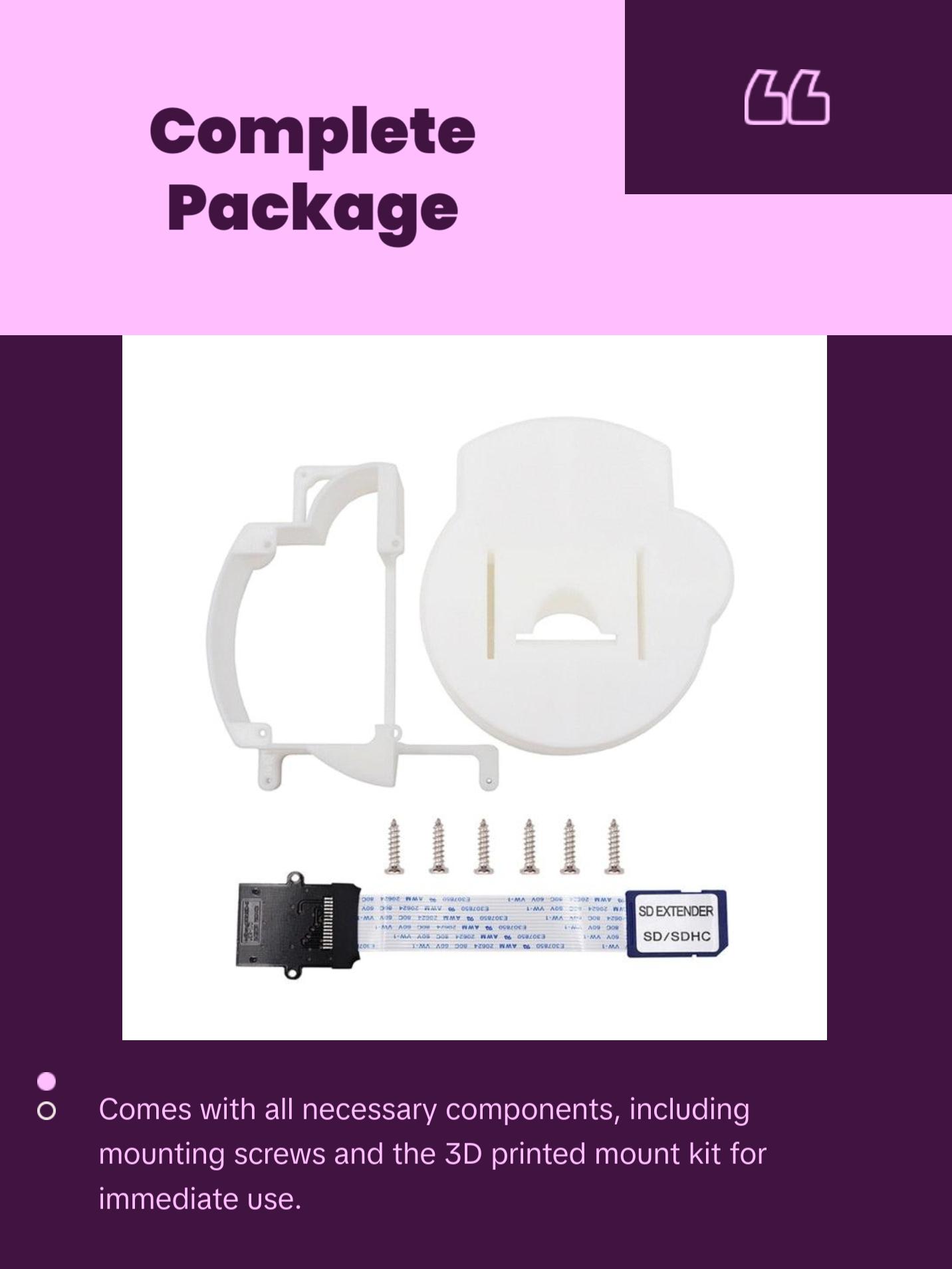 GC Loader 3D Printed Mount Kit with SD Extension Cable for GameCube