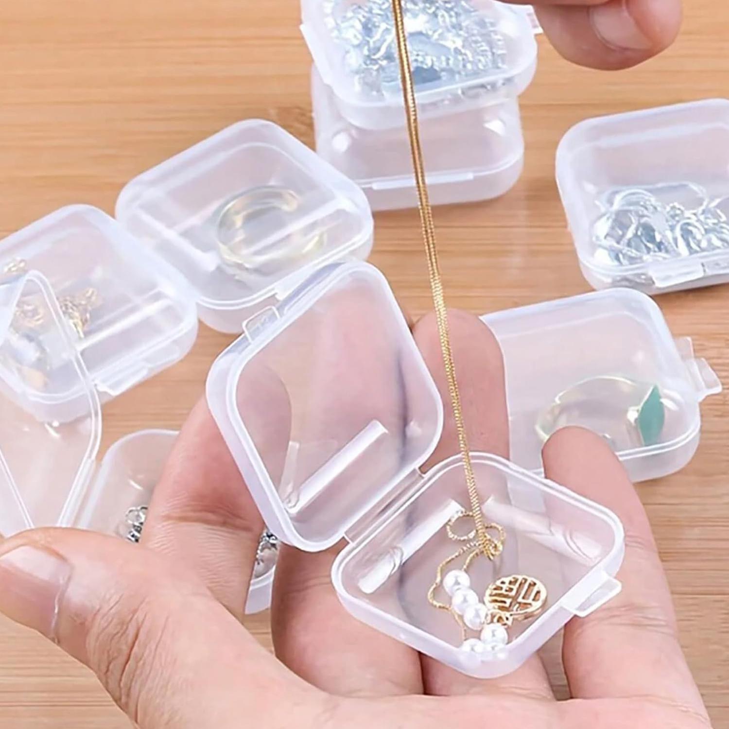 1 Pieces Rectangle Clear Plastic Containers Transparent Beads Storage Containers Box Jewelry Storage Box Case with Hinged Lid for Small Items Beads Jewelry