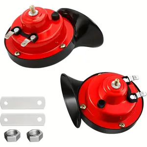 2pcs 130DB Super Loud Train Horns, 12V Air Horn Replacement Kit, Car Air Electric Disc Double Horn, Automotive Accessories Universal for Car, Motorcycle, Truck, Bike, Boat