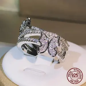 S925 Sterling Silvery Elegant Rings for Women Temperament Shiny Luxury White Plated Jewelry, Anniversary,, Elegant Design, Style, Highquality Plating, Women’S, Statement, Gift