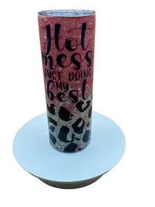 Hot Mess Just Doing My Best 20oz Stainless Steel Tumbler Bottle Drinkware Lid Straw Lightweight Leopard Print Stylish Water Bottles Mug Bottled Reusable Portable Washable