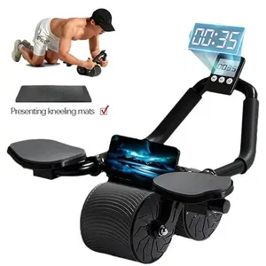Abdominal roller for abdominal fitness. Used for core training. Comes with a timer. Comes with a kneeling pad. Made of eco-friendly materials. ab