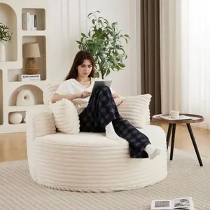 Niccae 50"L Corduroy Sponge single sofa,No Assembly Required,Fluffy Modern Sleeper Chair for Living room, Bedroom, Lounge and Projection Room(Not a swivel chair.