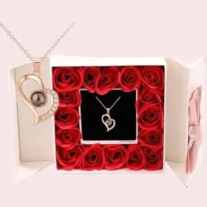 I Love You Projection Necklace Women's High-end Peach Heart