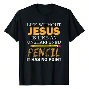 Life Without Jesus Funny Christian Religious Faith T-Shirt, 220g Pure Cotton, Casual Crew Neck, Ideal For Comfy Travel Days And Casual Wear.