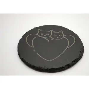 Cuddling Cats Slate Coasters — Set of 2 | Laser Engraved
