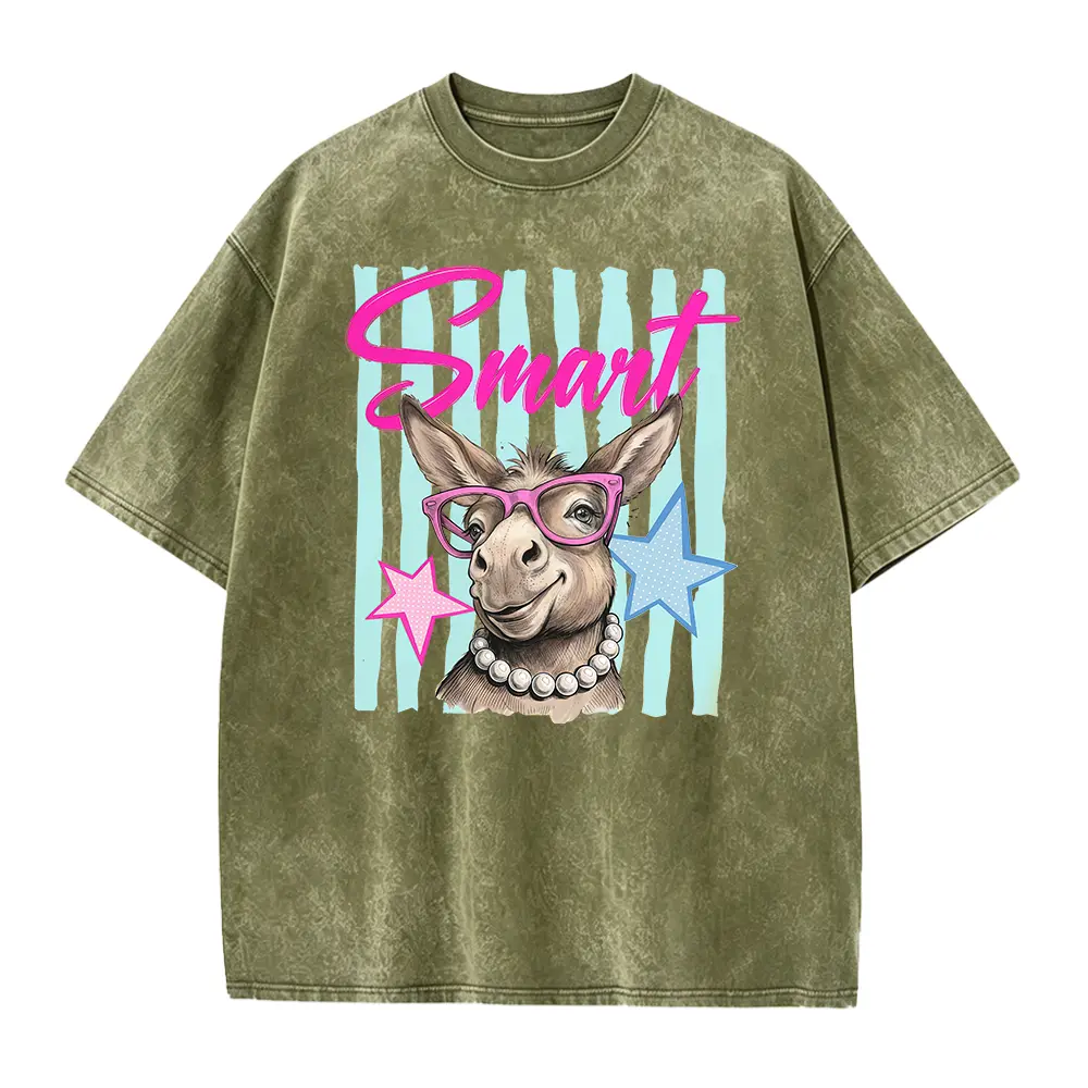 Smart Donkey T-Shirt, Funny Farm Animal Tee, Retro Summer Coastal Preppy Stripes, Girly Kid Trendy Shirt, summer vibes shirt