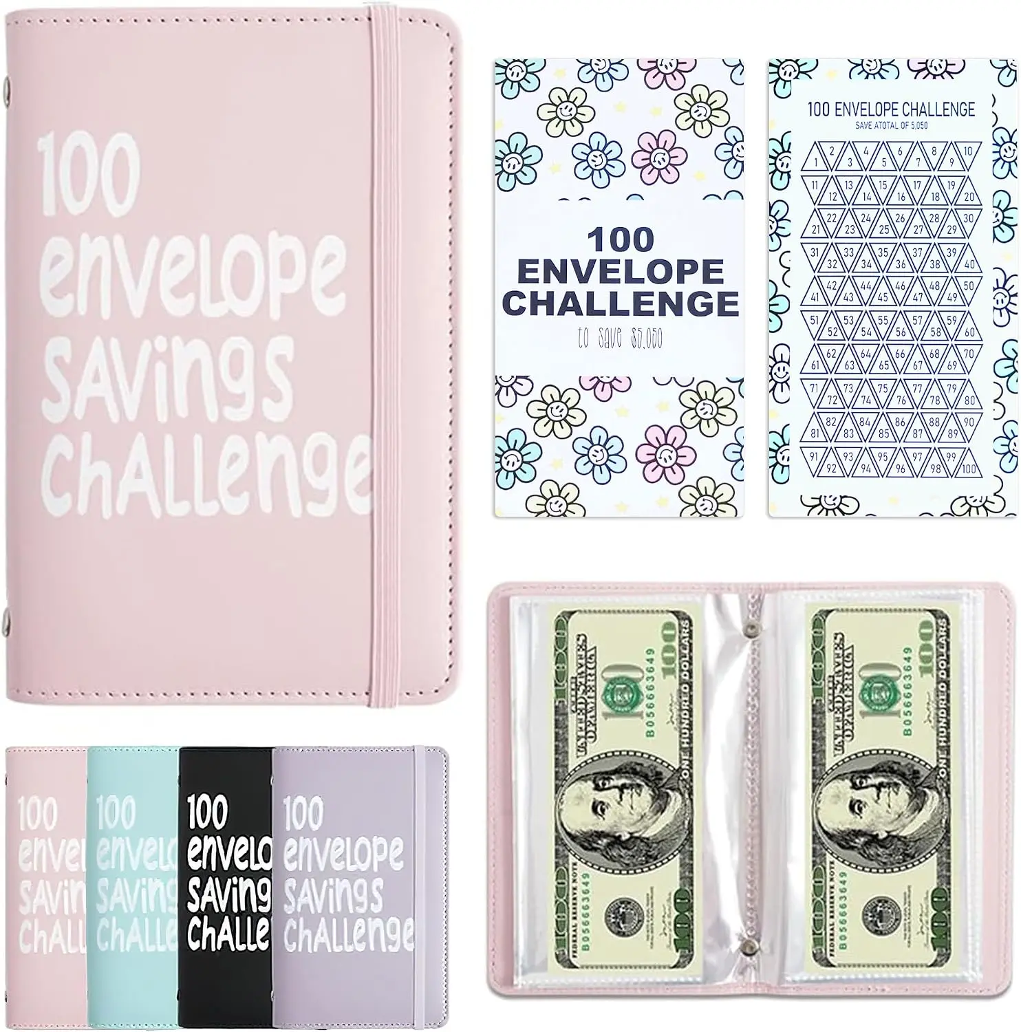 100 Days Money Saving Challenge Coin Envelope Budget Book | Keep Money Neat and Flat, Easy and Fun Way to Save $10,000 or $5,050 with Family, Friends, Bestie, Good Habit of Saving Money