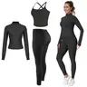 【Free 3-day Shipping】2/3/4-Piece Workout Set S-2XL - Longline Sports Bra + Side Pockets Leggings/Shorts + Full Concealed Zip Jacket with Collar Shield – Women’s Yoga Outfit Activewear for Gym Running Training Lightweight Compression Sportswear